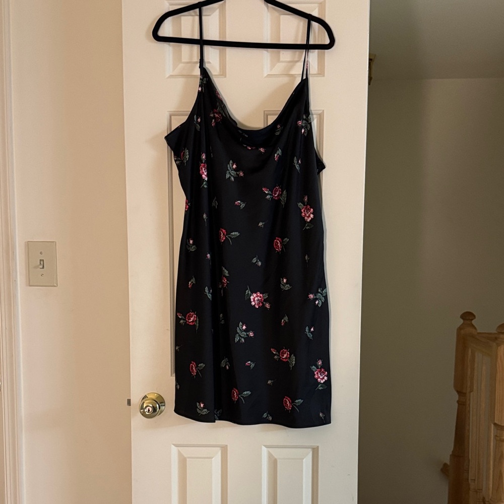 BP Black Dress with Pink Floral Design